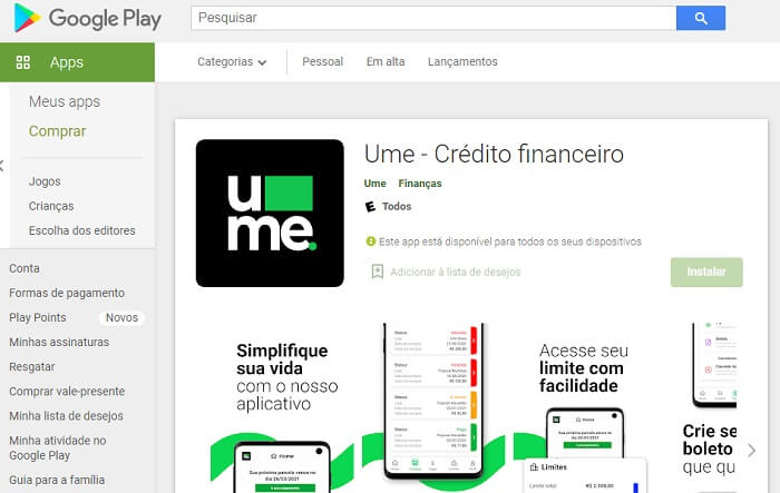 O app da UME está disponíveis par smartphones Android